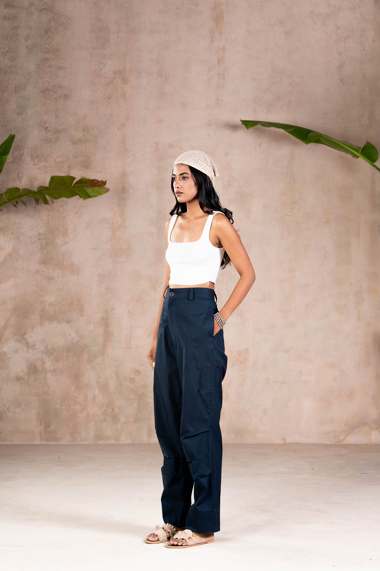 INDIGO PARACHUTE PANTS