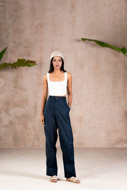 INDIGO PARACHUTE PANTS