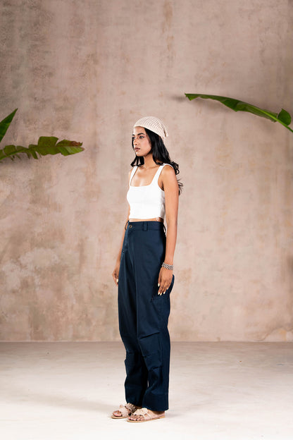 INDIGO PARACHUTE PANTS