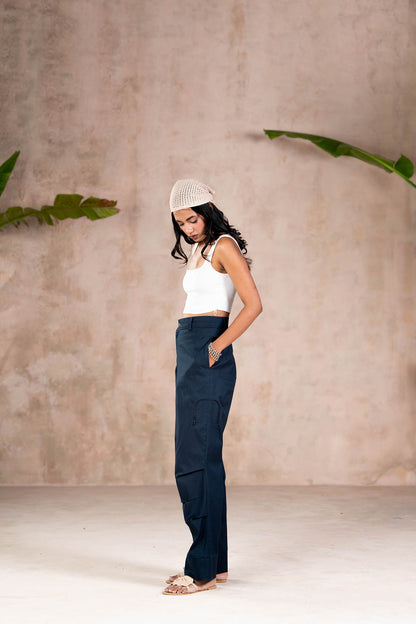 INDIGO PARACHUTE PANTS