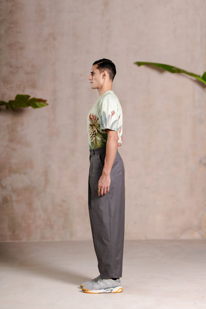 CHARCOAL PLEATED PANTS